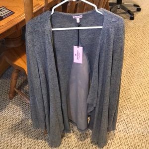 Juicy Couture Mixed Media Drape Front Cardigan